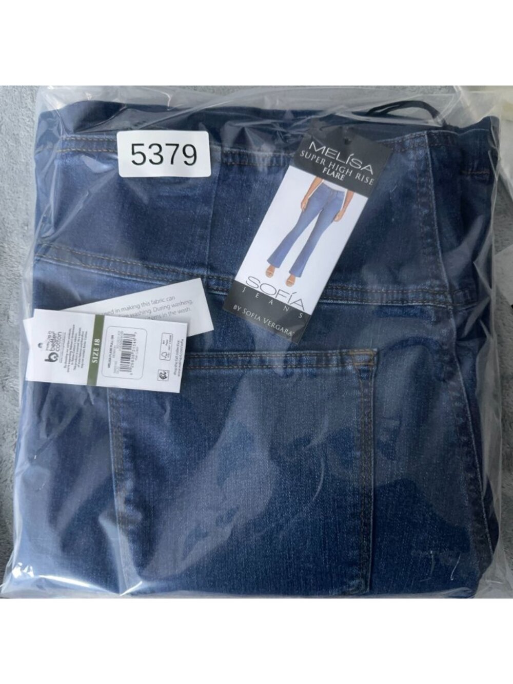 Sofia Jeans By Sofia Vergara Melisa Super High-Rise Flare Jeans Size 18 Pull On - Picture 12 of 12